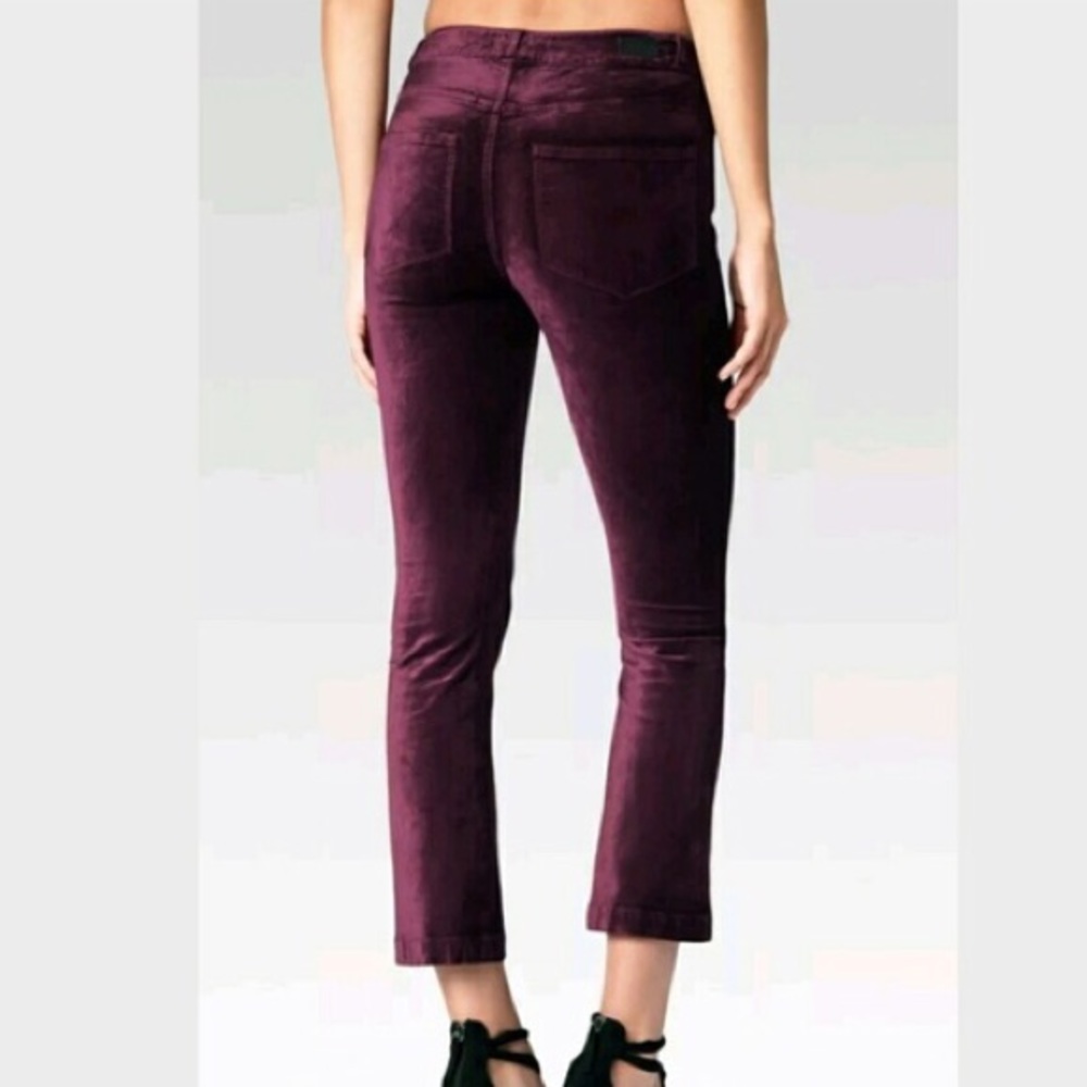 Paige Colette crop flair velvet pants purple